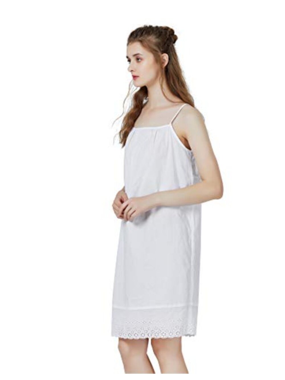 100% Cotton Full Slip Petticoat Vintage Dress Skirt Extender Lace Trim